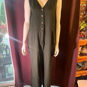 Army Green Sleeveless Jumpsuit
